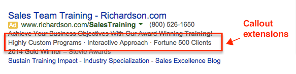 Callout ad extensions on Google